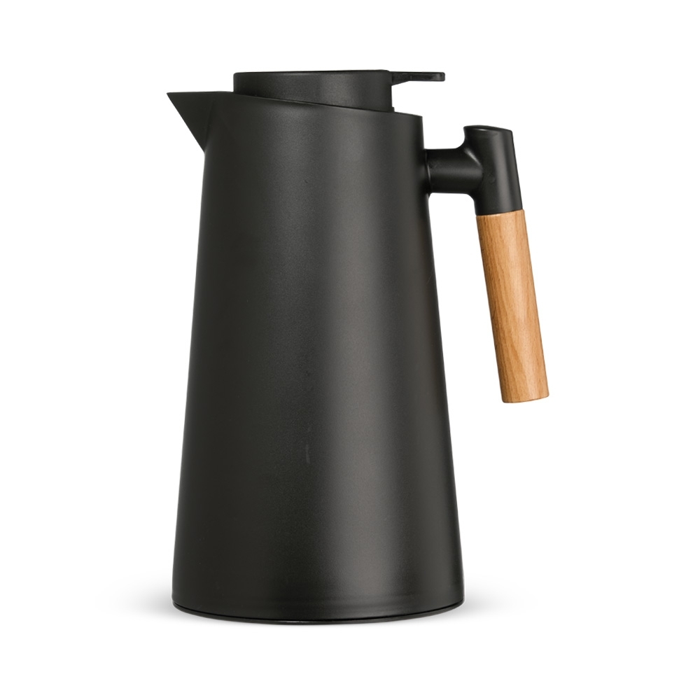 Garrafa térmica de 1 litro com alça na cor Preto, personalizada com a logo da empresa