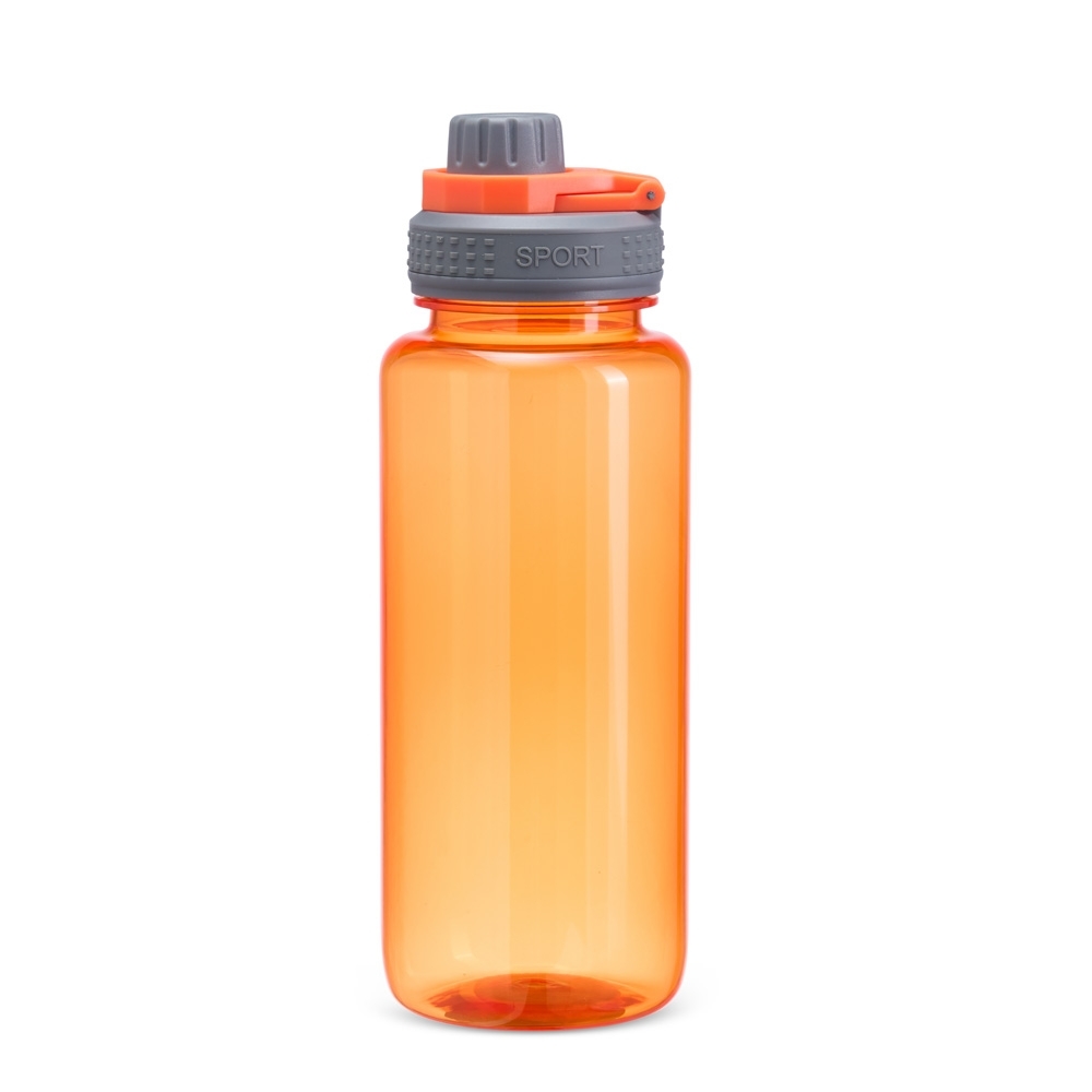 Squeeze plástica 1 litro personalizado com a logo da empresa, na cor laranja / cinza