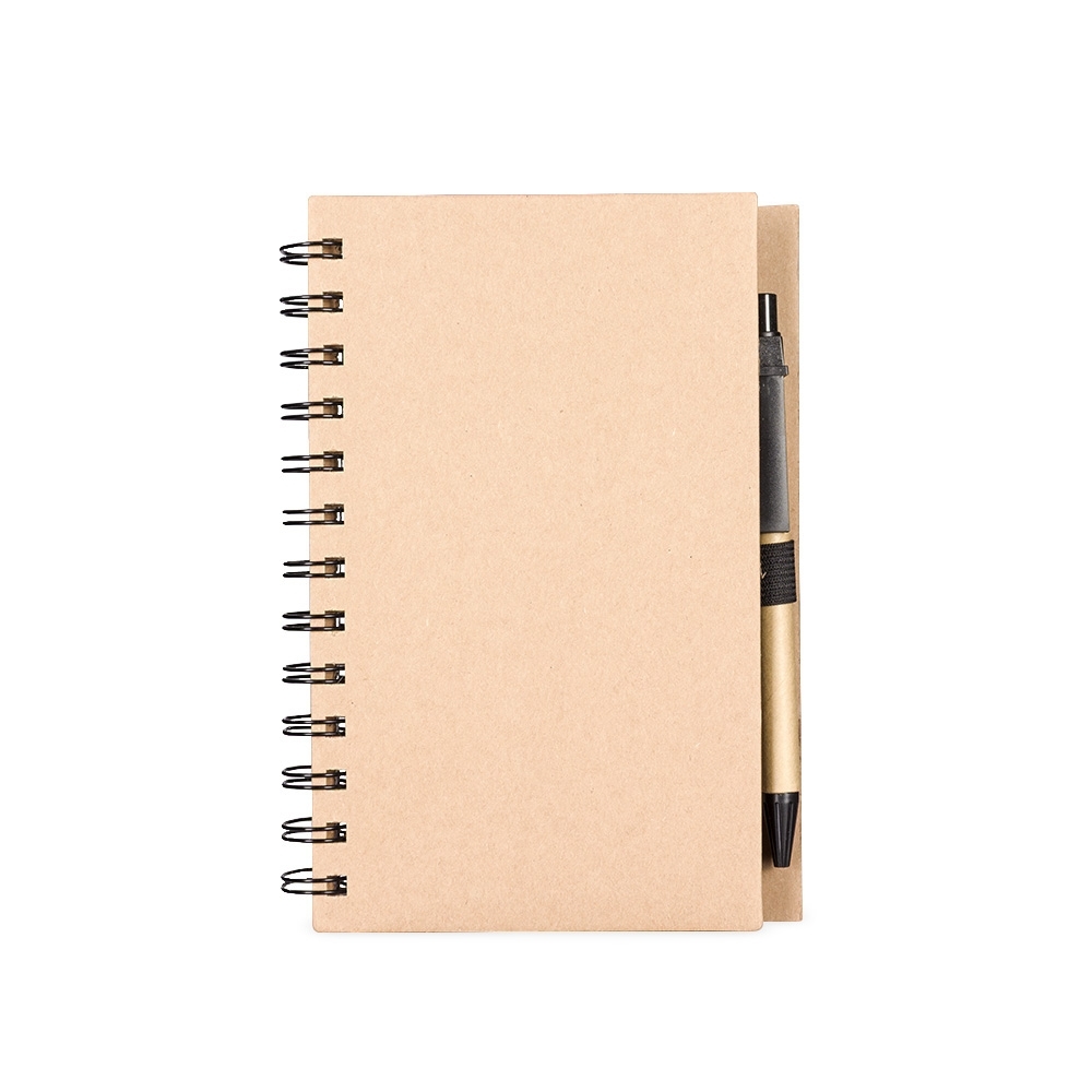 Caderno ecológico com autoadesivos e caneta personalizado com a logo da empresa