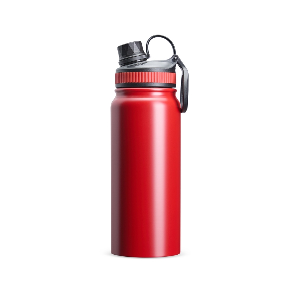 Garrafa térmica 650 ml personalizada com a logo da empresa, na cor vermelho
