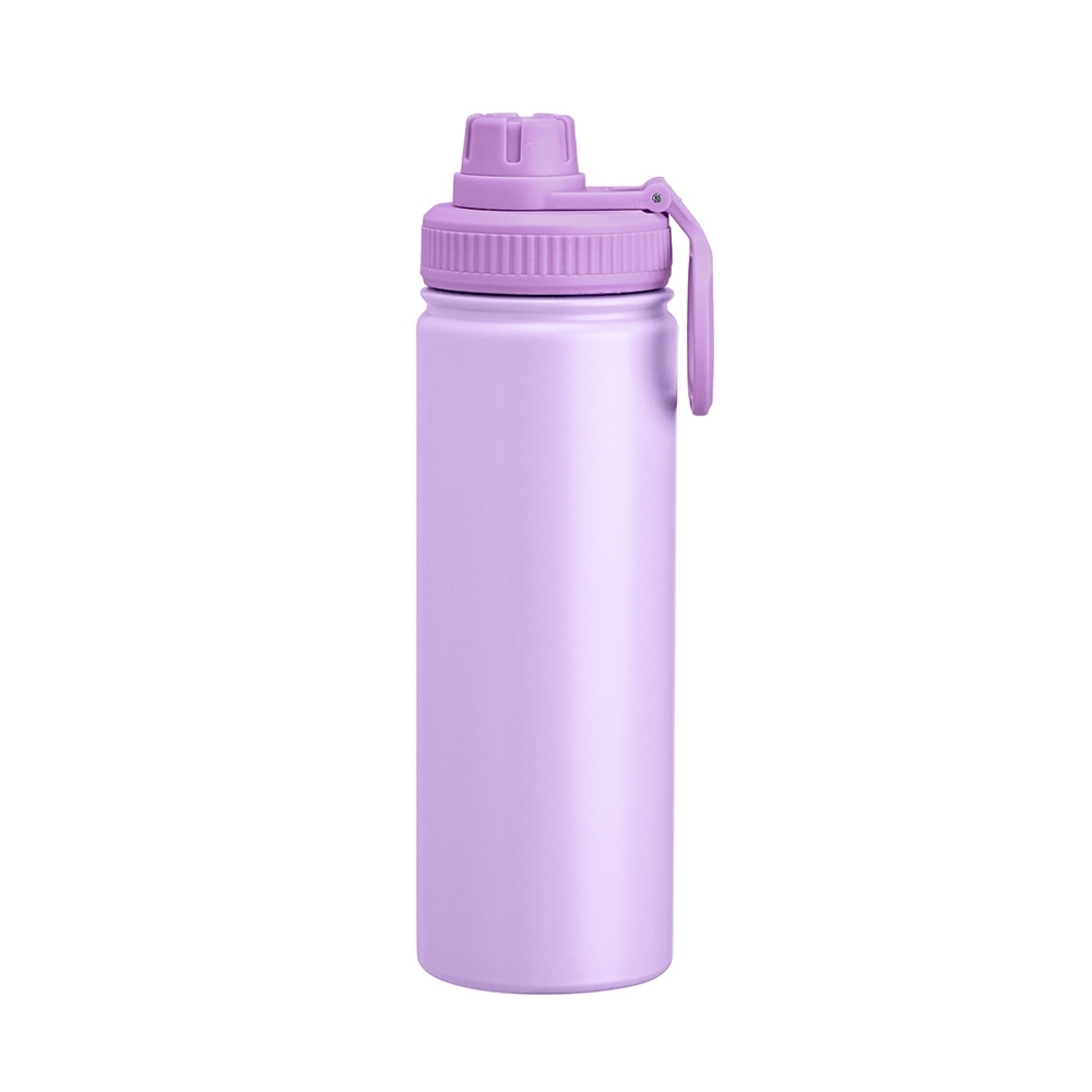 Garrafa inox 750 ml personalizada com a logo da empresa, na cor roxo