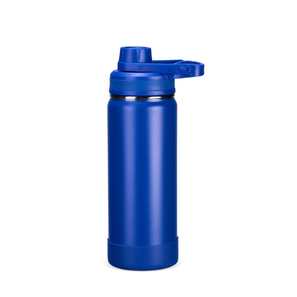 Garrafa térmica 550 ml de inox com protetor de bocal e base removível personalizada com a logo da empresa