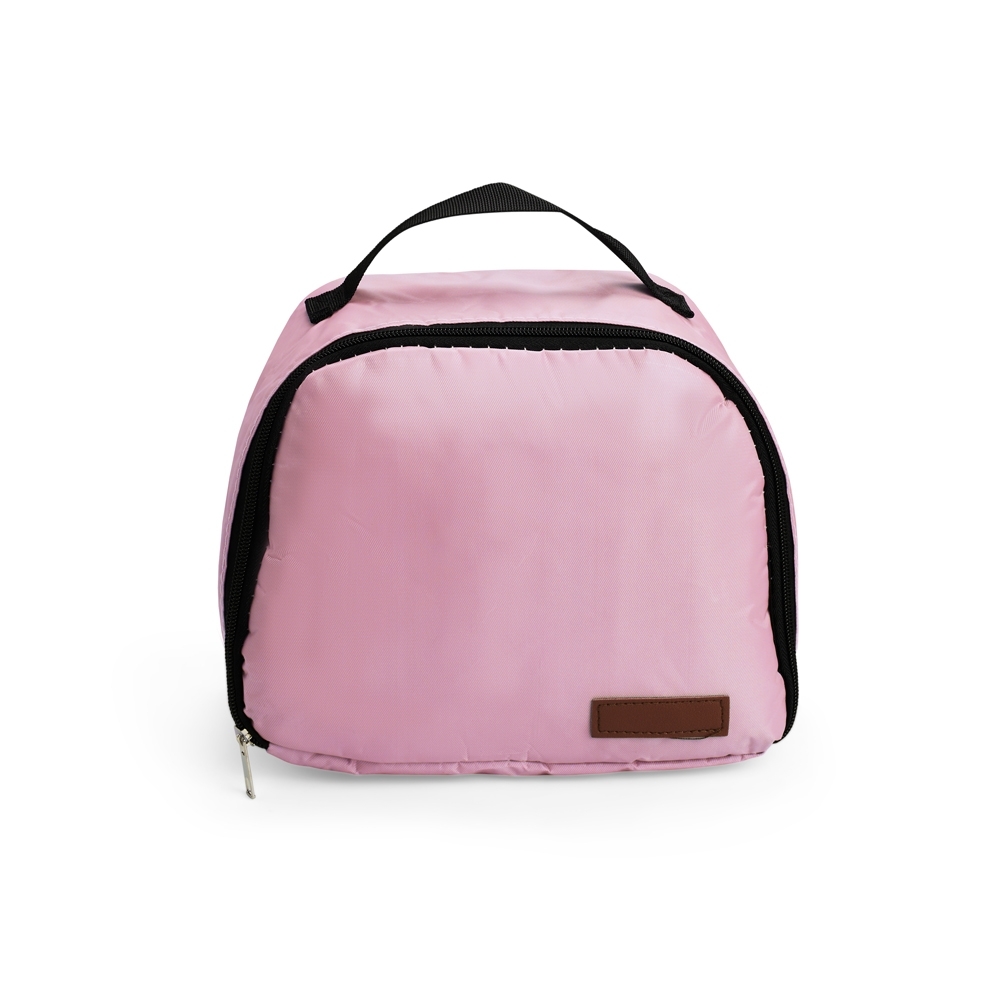 Bolsa térmica 8 litros impermeável personalizada com a logo da empresa, na cor rosa