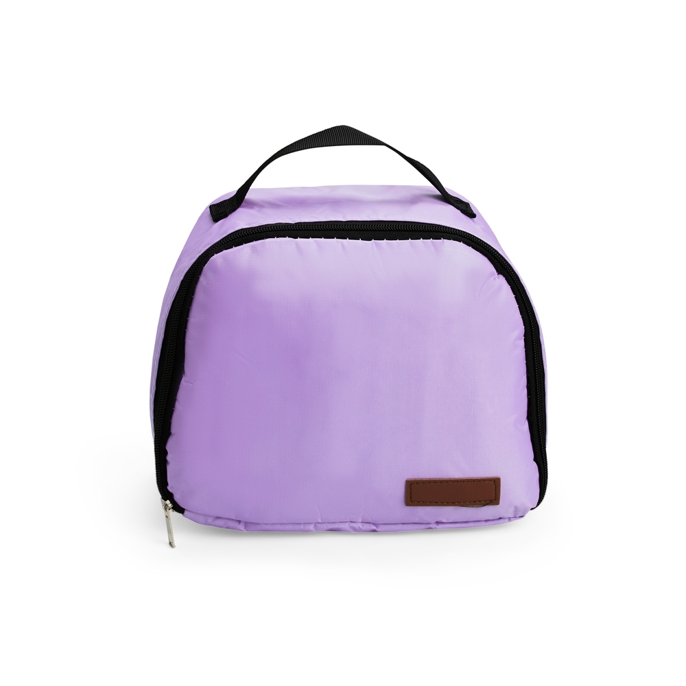 Bolsa térmica 8 litros impermeável personalizada com a logo da empresa, na cor roxo