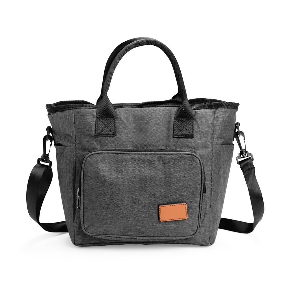 Bolsa térmica 10 litros personalizada com a logo da empresa, na cor cinza