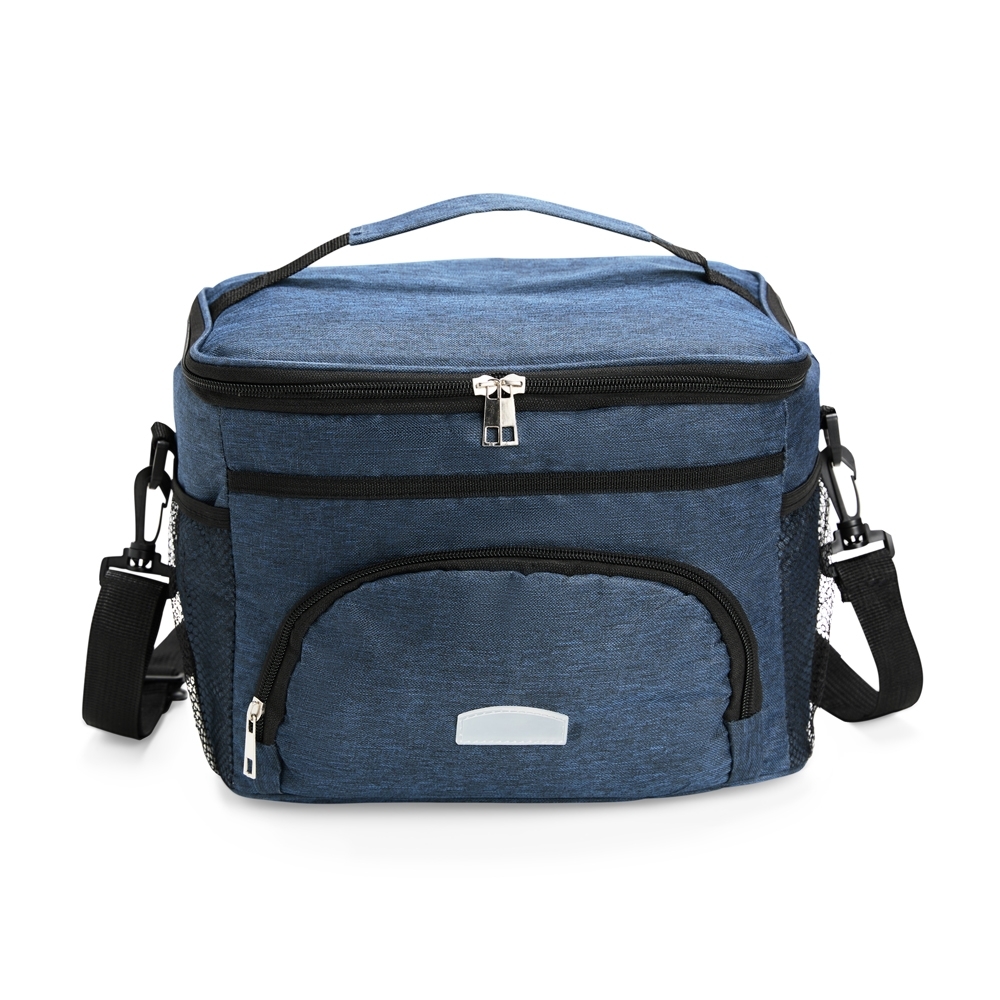 Bolsa térmica poliéster 10 litros impermeável com bolso frontal personalizada com a logo da empresa