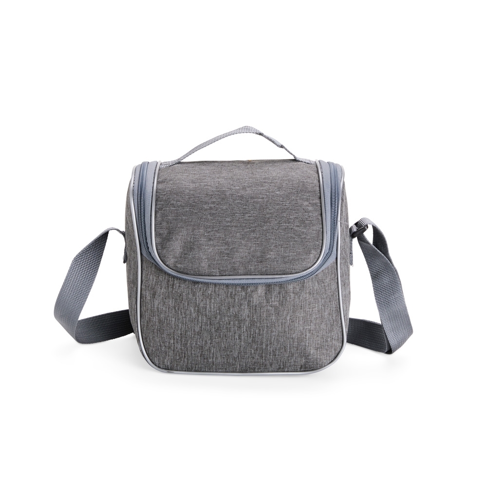 Bolsa térmica 6 litros com alça transversal na cor Azul, personalizada com a logo da empresa