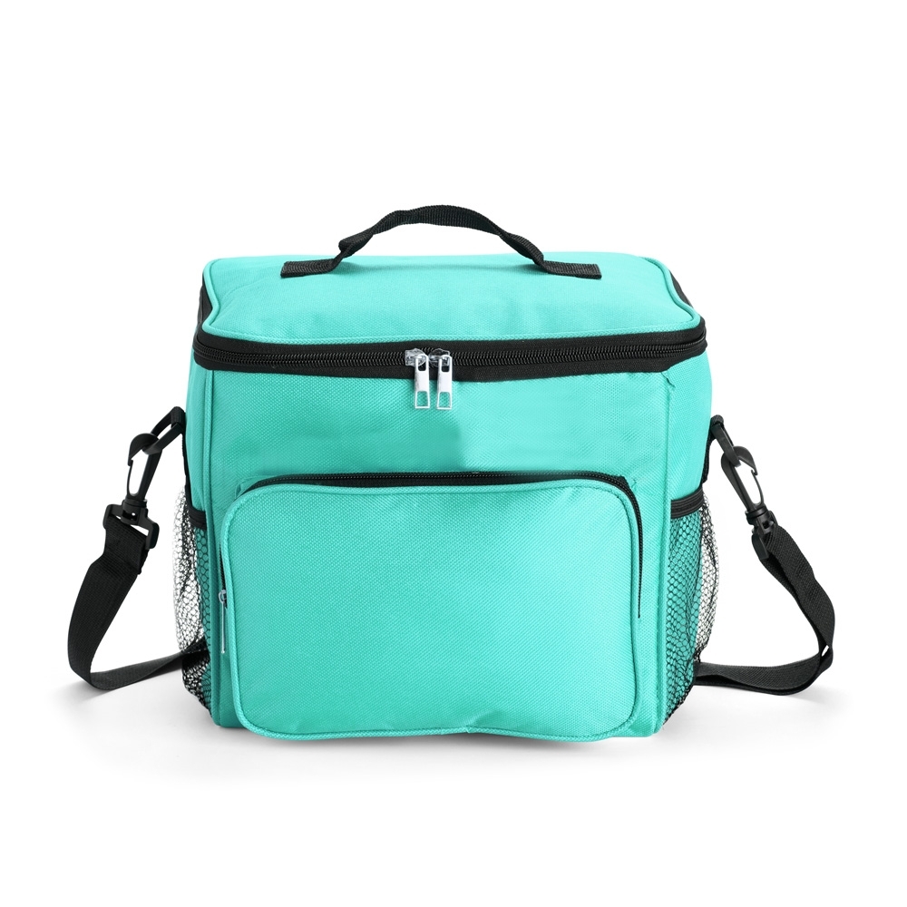 Bolsa térmica oxford 11 litros impermeável na cor Azul, personalizada com a logo da empresa