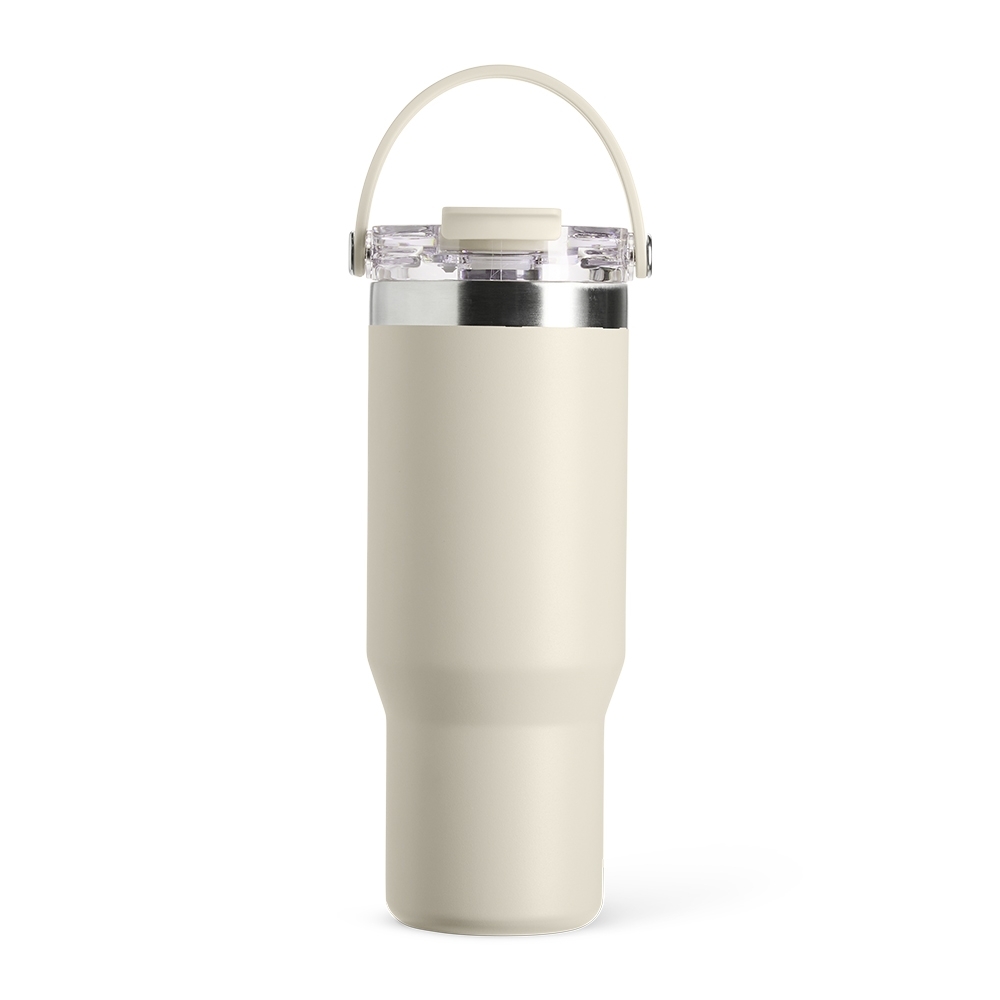 Copo térmico 900 ml de inox personalizado com a logo da empresa, na cor branco