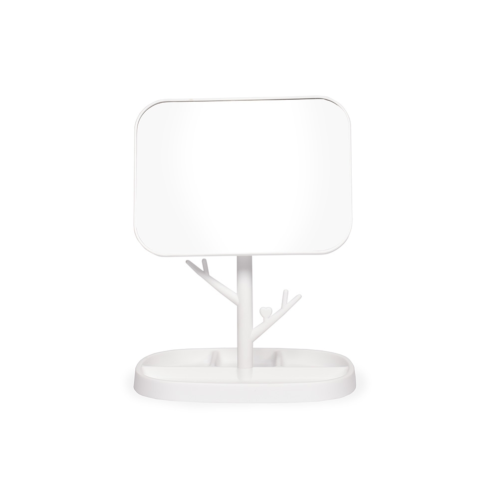 Espelho de mesa plástico na cor Branco, personalizado com a logo da empresa