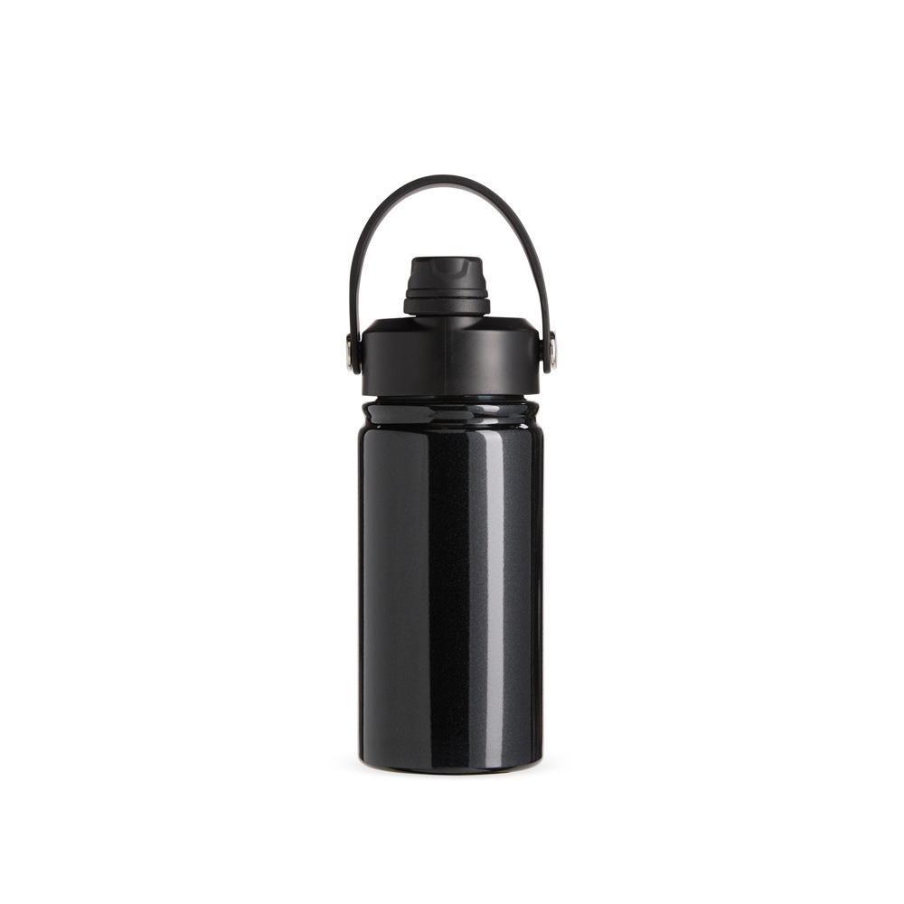 Garrafa térmica 400 ml de inox com canudo na cor Preto, personalizada com a logo da empresa