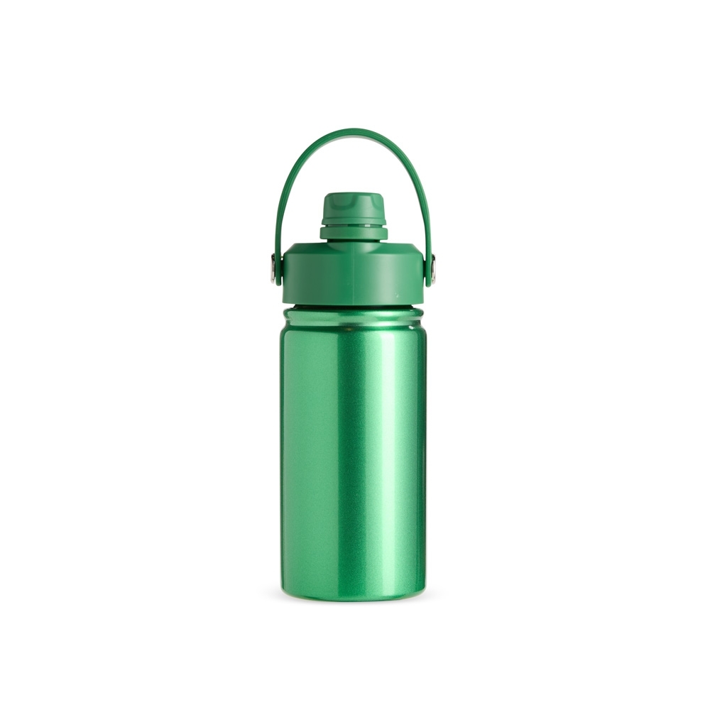 Garrafa térmica 400 ml de inox com canudo personalizada com a logo da empresa, na cor verde