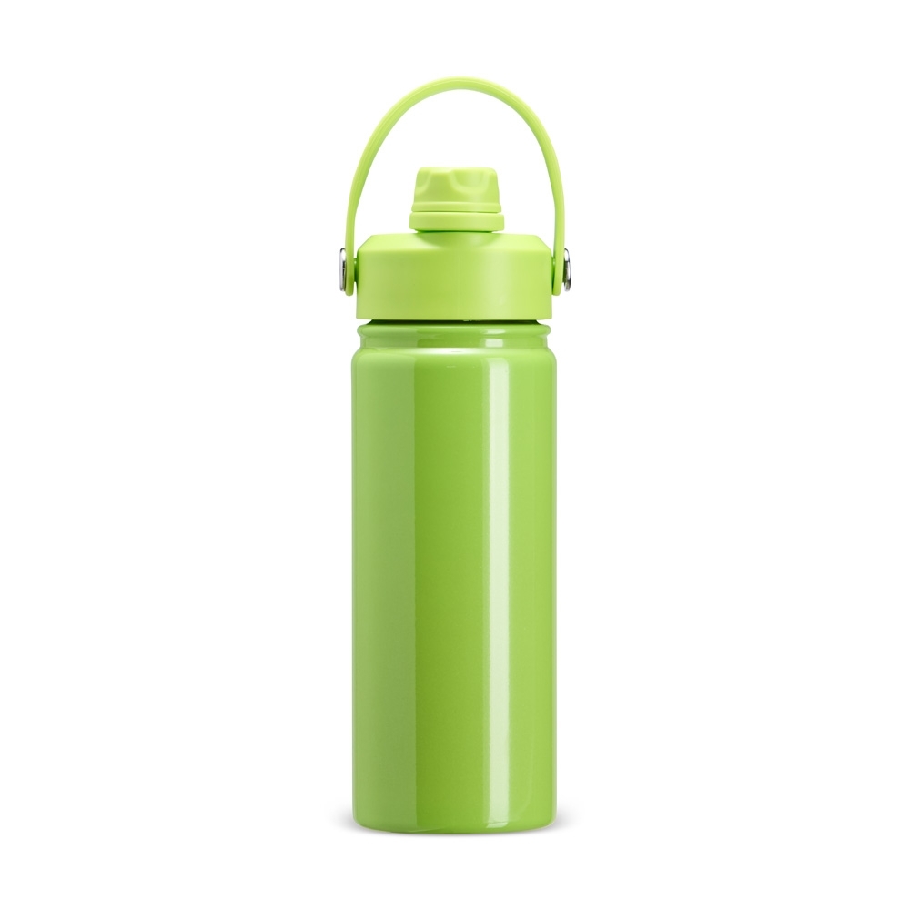 Garrafa térmica 600 ml de inox personalizada com a logo da empresa, na cor verde