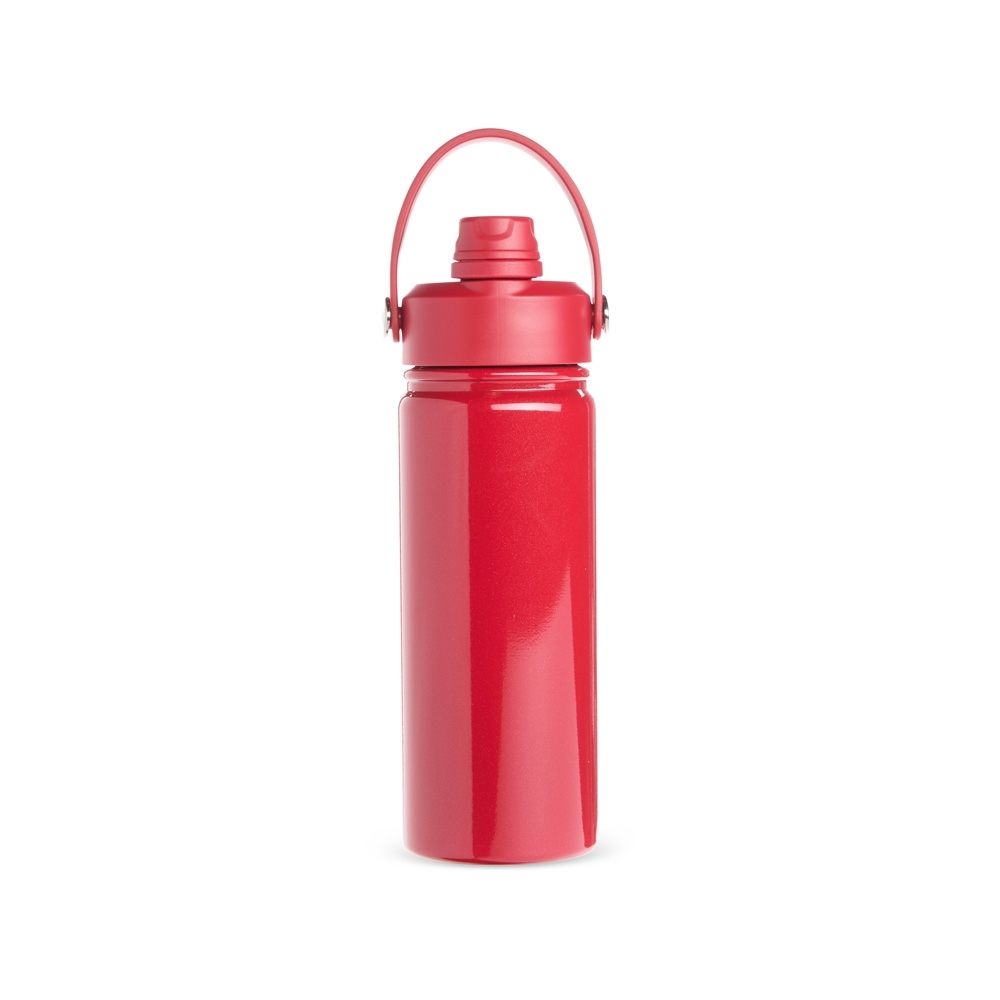 Garrafa térmica 600 ml de inox personalizada com a logo da empresa, na cor vermelho