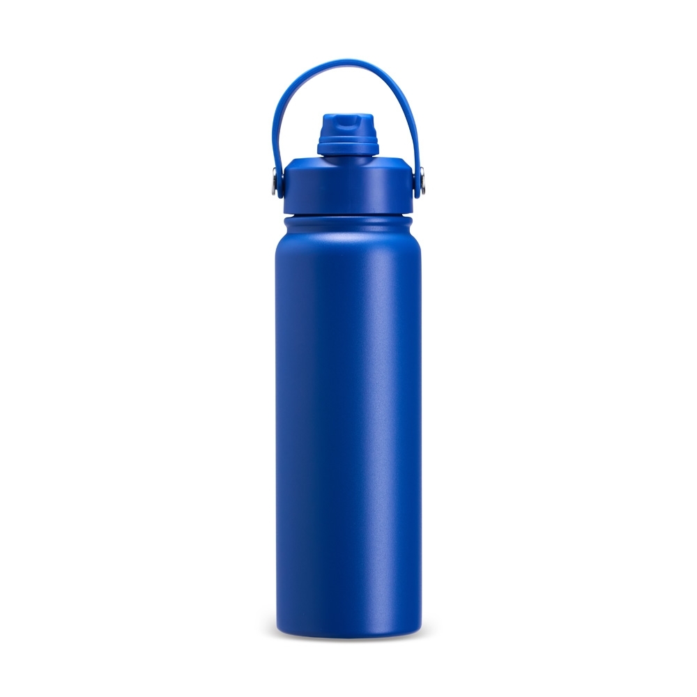 Garrafa térmica 800 ml de inox com canudo e alça maleável personalizada com a logo da empresa