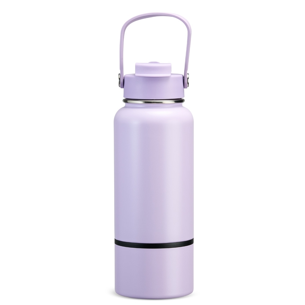 Garrafa térmica 700 ml de inox com canudo personalizada com a logo da empresa, na cor roxo