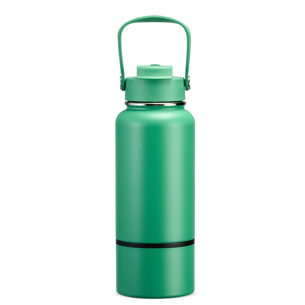 Garrafa térmica 700 ml de inox com canudo personalizada com a logo da empresa, na cor verde