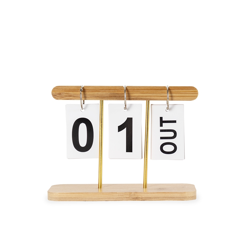 Calendário permanente bambu na cor Madeira, personalizado com a logo da empresa
