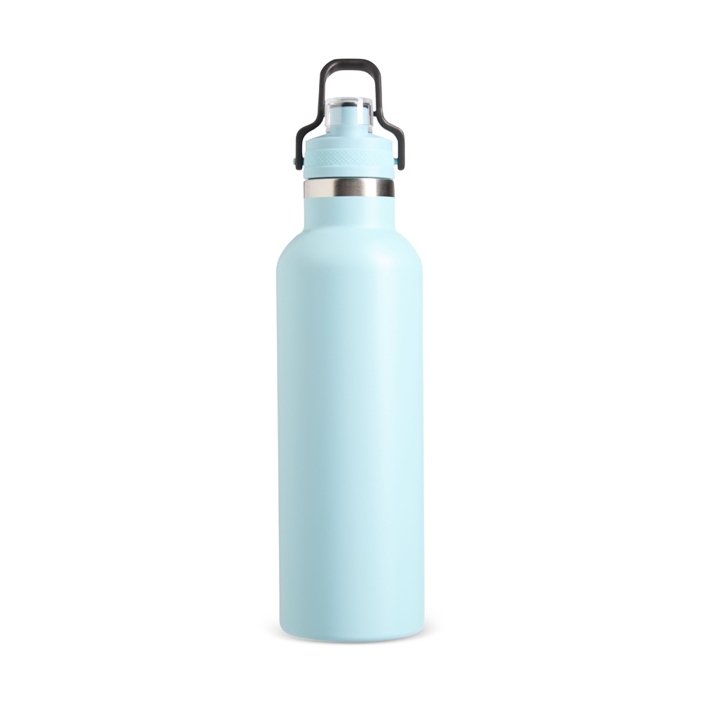 Garrafa térmica 800 ml de inox com trava de segurança na alça personalizada com a logo da empresa