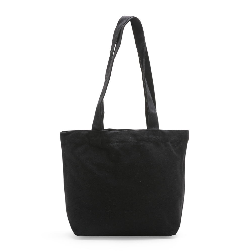 Sacola de lona (24 x 35 x 12 cm) na cor Preto, personalizada com a logo da empresa