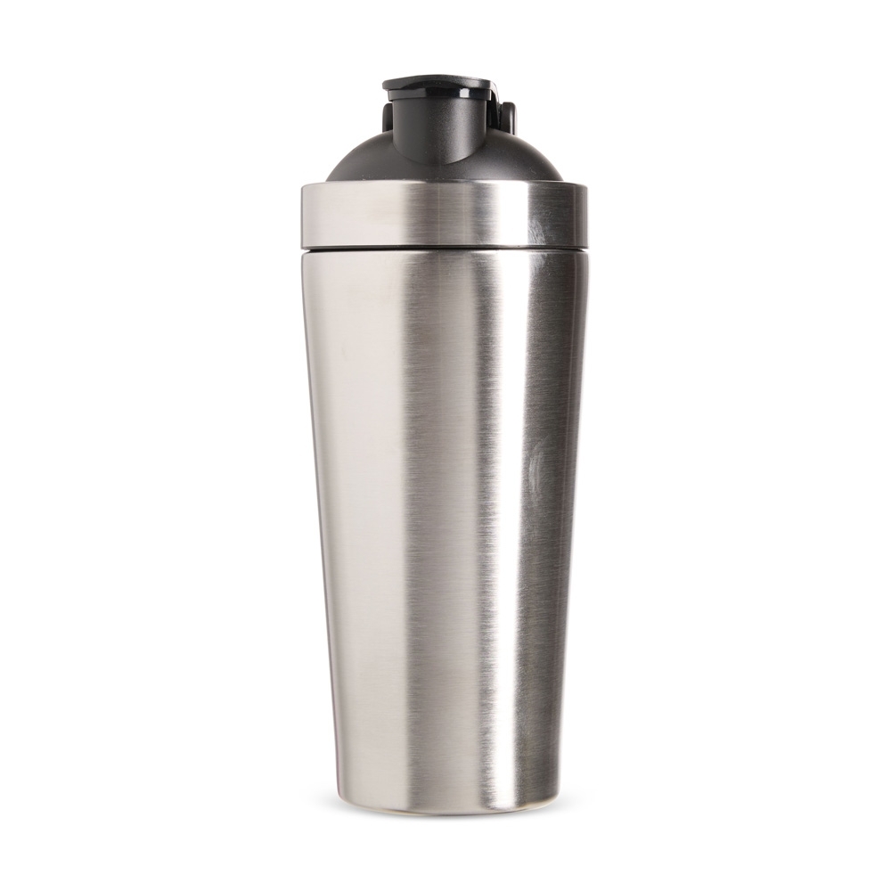 Coqueteleira inox 900 ml com alça personalizada com a logo da empresa, na cor inox