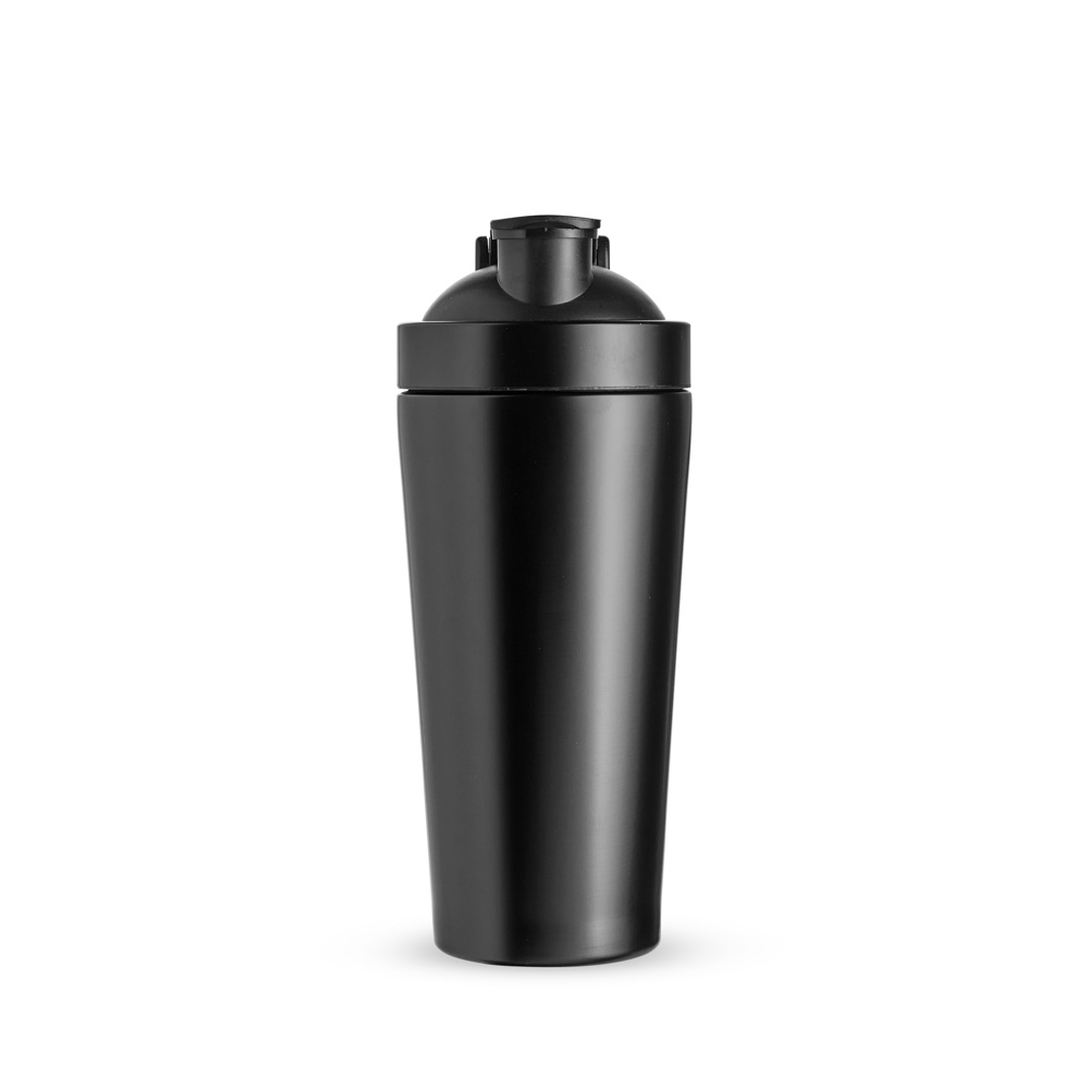 Coqueteleira inox 900 ml com alça na cor Preto, personalizada com a logo da empresa