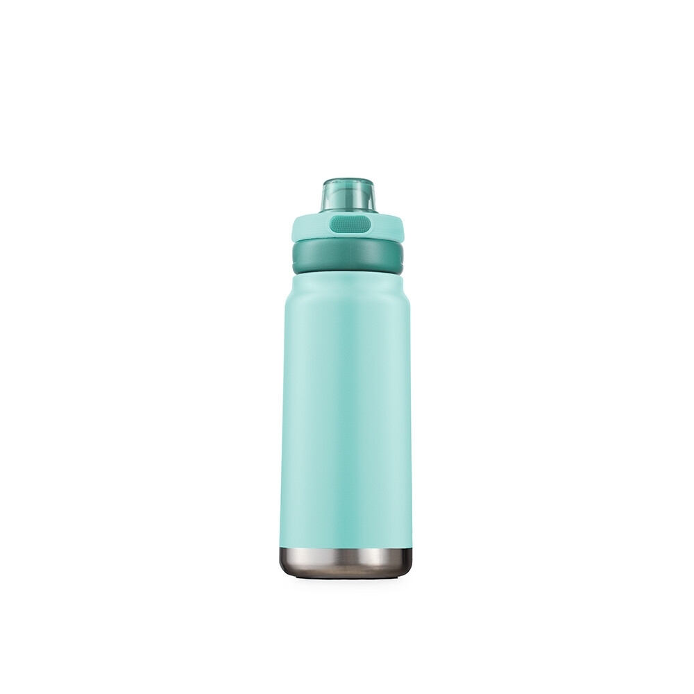 Garrafa térmica 750 ml personalizada com a logo da empresa, na cor azul claro