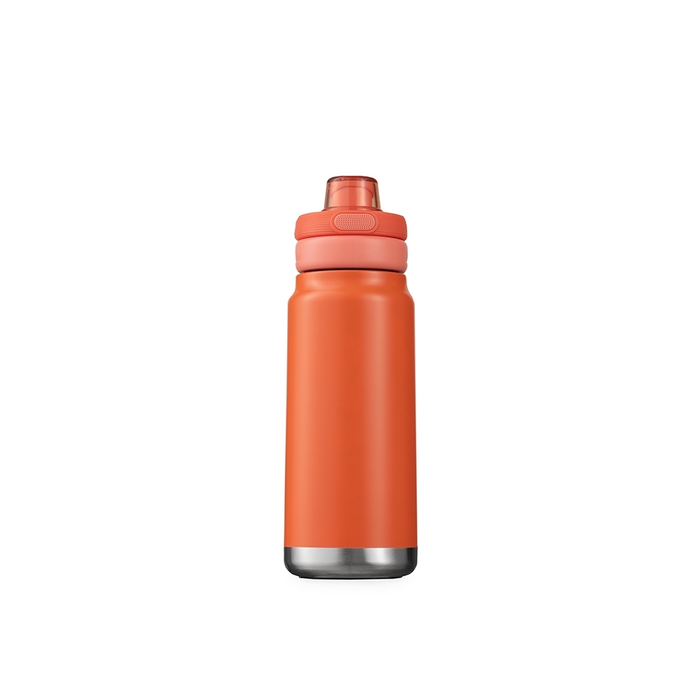 Garrafa térmica 750 ml personalizada com a logo da empresa, na cor laranja