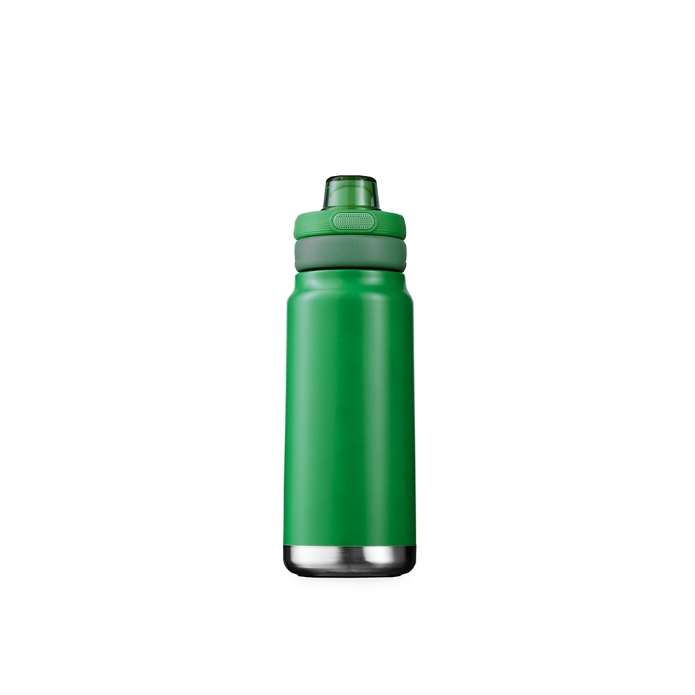 Garrafa térmica 750 ml personalizada com a logo da empresa, na cor verde