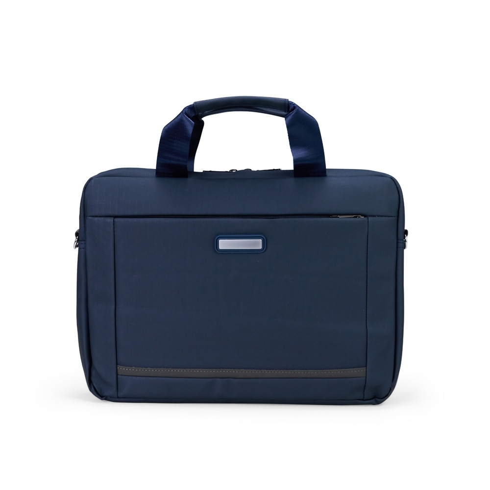 Pasta para notebook 15,6 polegadas de couro sintético personalizada com a logo da empresa, na cor azul