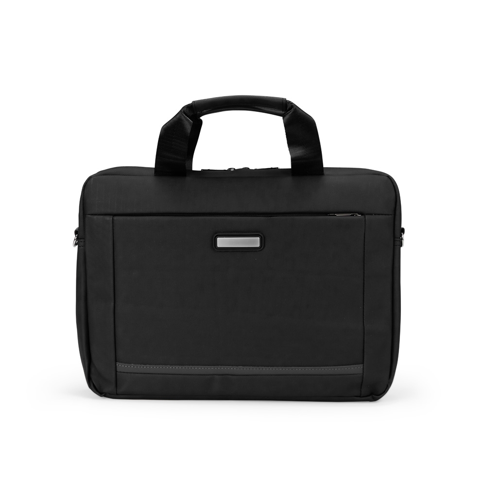 Pasta para notebook 15,6 polegadas de couro sintético na cor Preto, personalizada com a logo da empresa