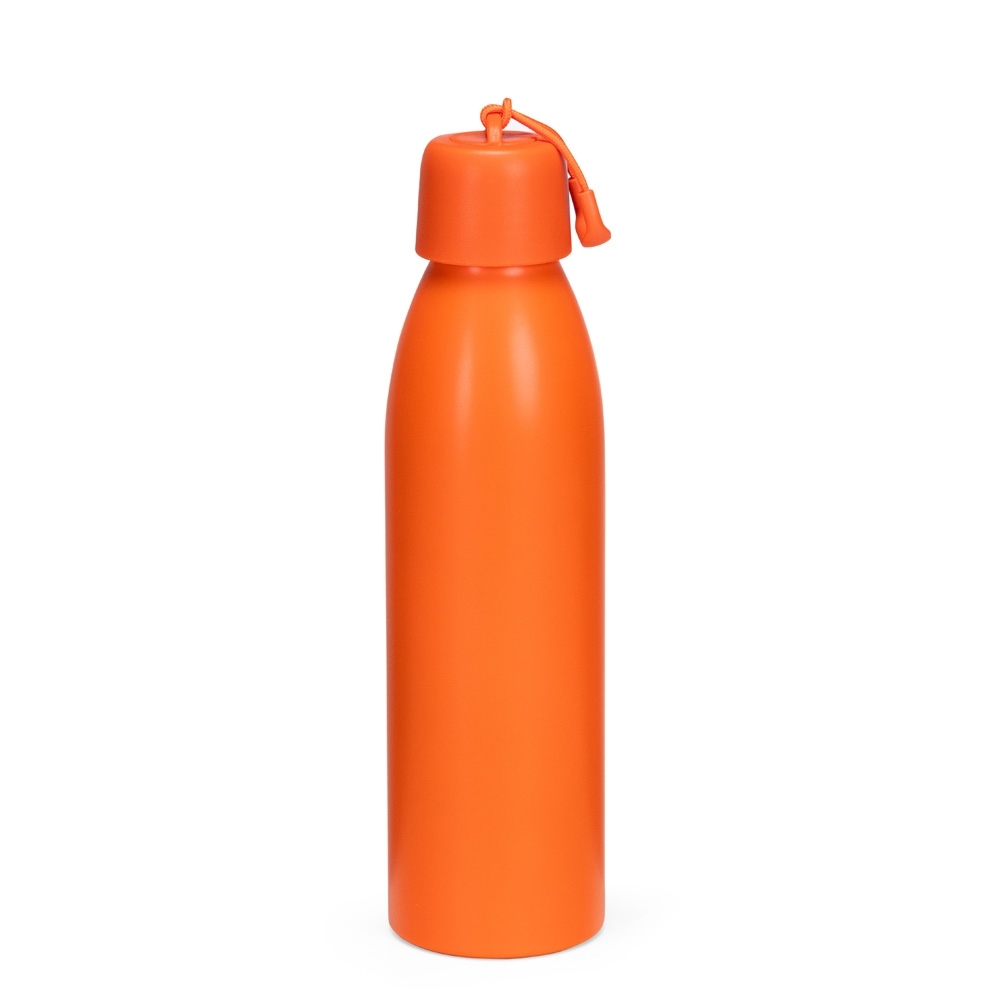 Garrafa térmica 500 ml de inox com alça na cor Laranja, personalizada com a logo da empresa