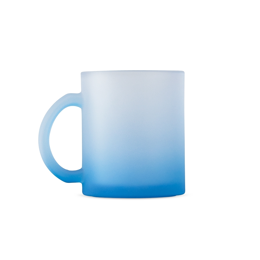 Caneca de vidro 350 ml fosca na cor Azul, personalizada com a logo da empresa