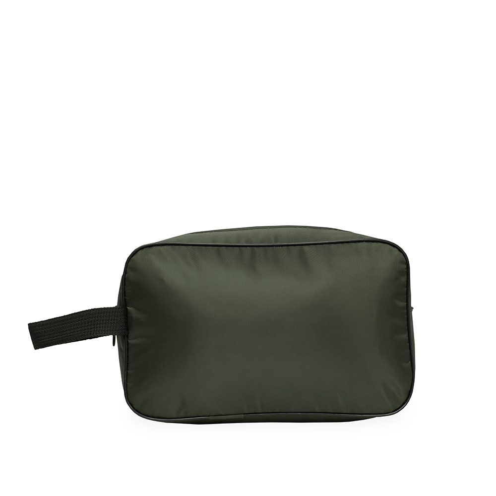 Nécessaire de poliéster impermeável (16 x 26 x 9,5 cm) personalizada com a logo da empresa, na cor verde
