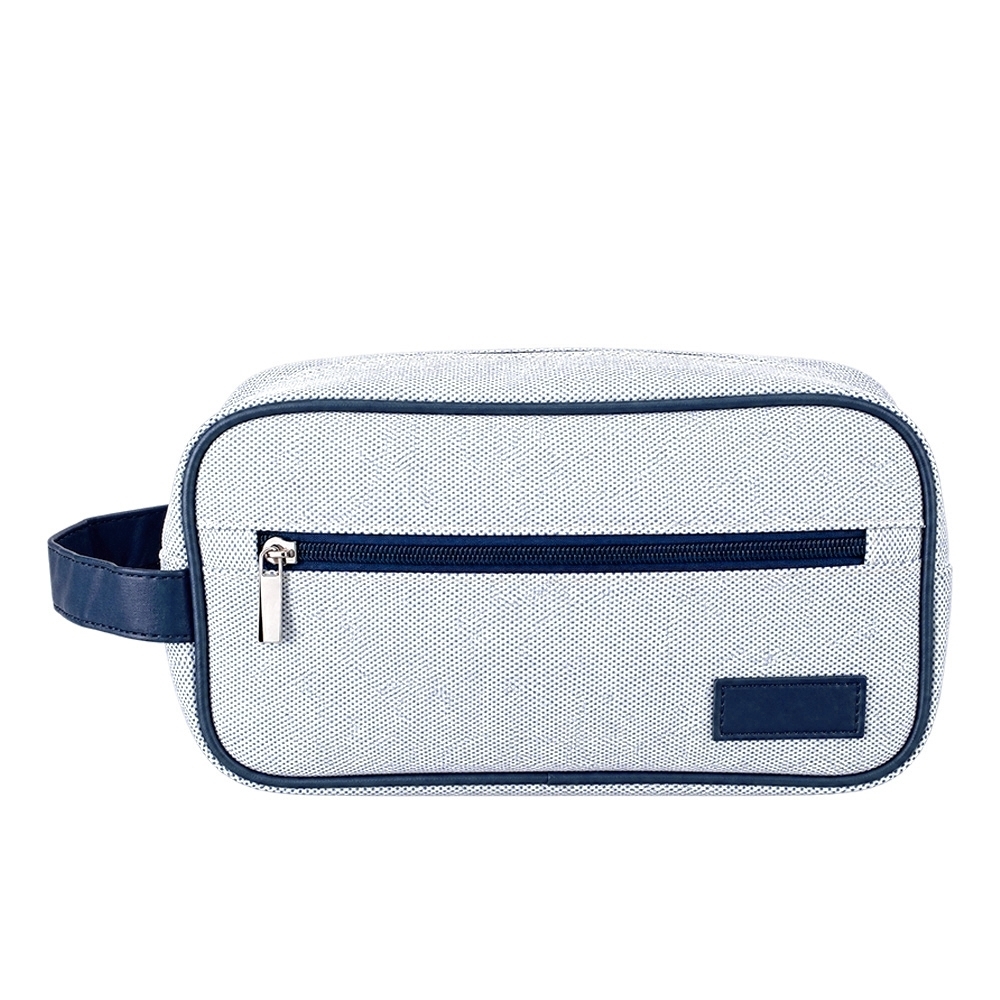 Nécessaire de lona com bolso frontal personalizada com a logo da empresa