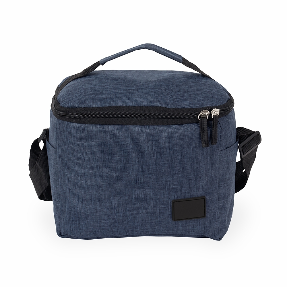 Bolsa térmica 6 litros de tecido oxford com alça transversal personalizada com a logo da empresa
