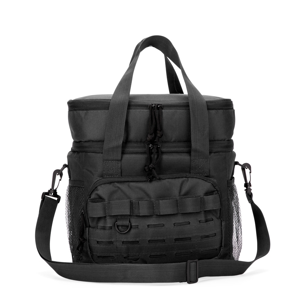 Bolsa térmica dupla 16 litros com 2 compartimentos na cor Preto, personalizada com a logo da empresa