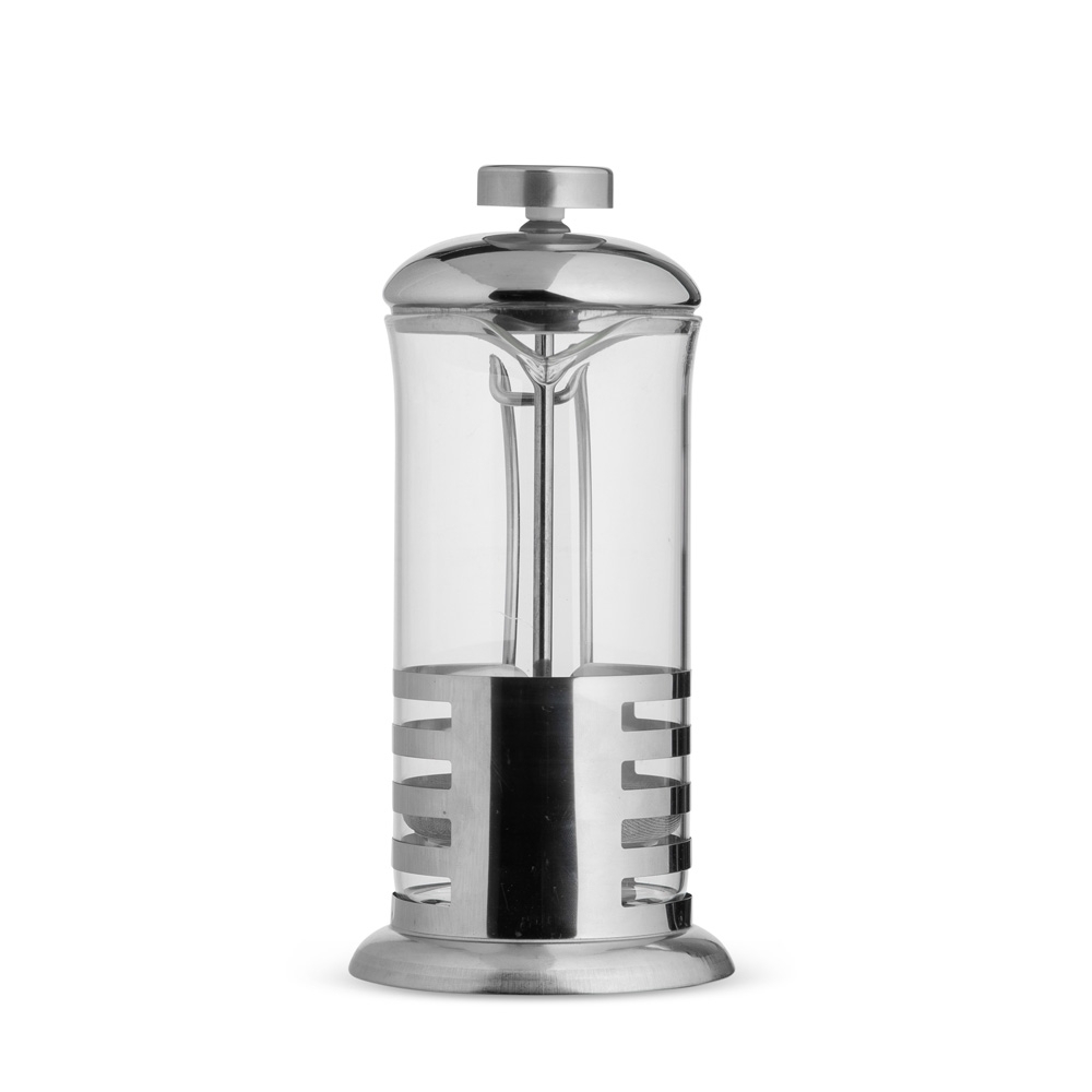 Cafeteira prensa francesa 350 ml na cor Inox / Transparente, personalizada com a logo da empresa