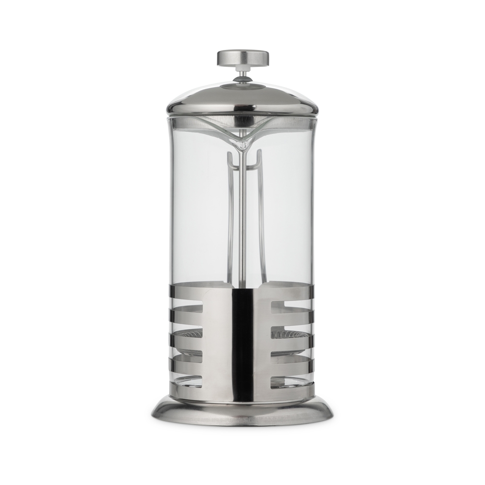 Cafeteira prensa francesa 600 ml na cor Transparente / Inox, personalizada com a logo da empresa