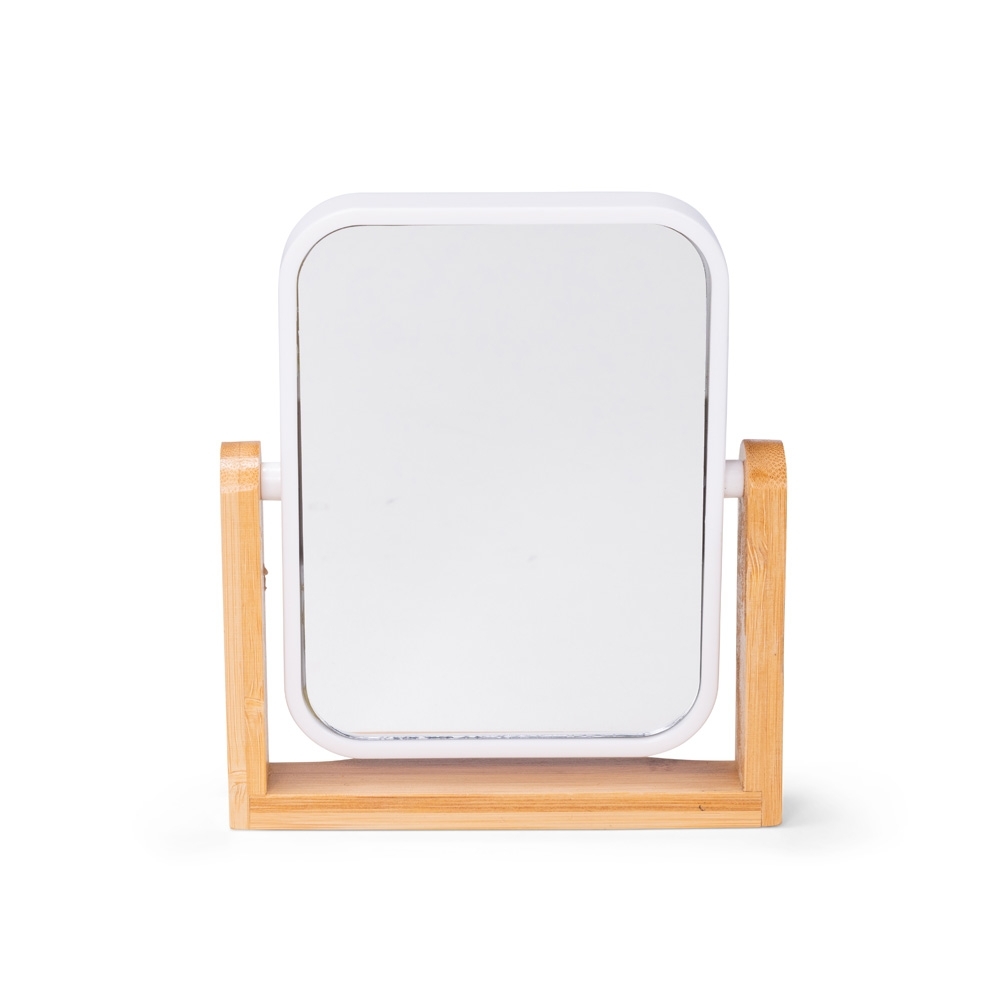 Espelho de mesa bambu na cor Branco, personalizado com a logo da empresa