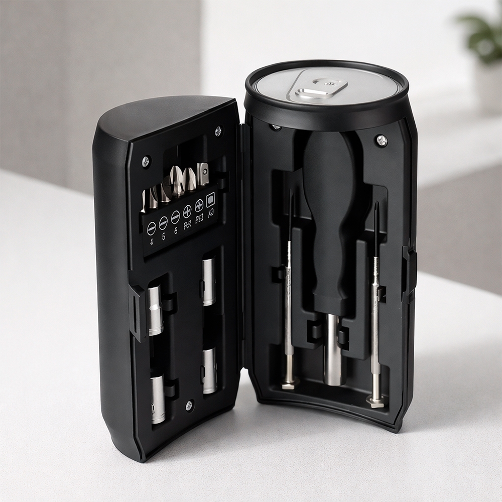 Kit ferramentas 13 peças na cor Preto, personalizado com a logo da empresa