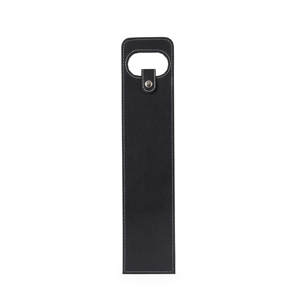 Porta-vinho couro sintético na cor Preto, personalizado com a logo da empresa