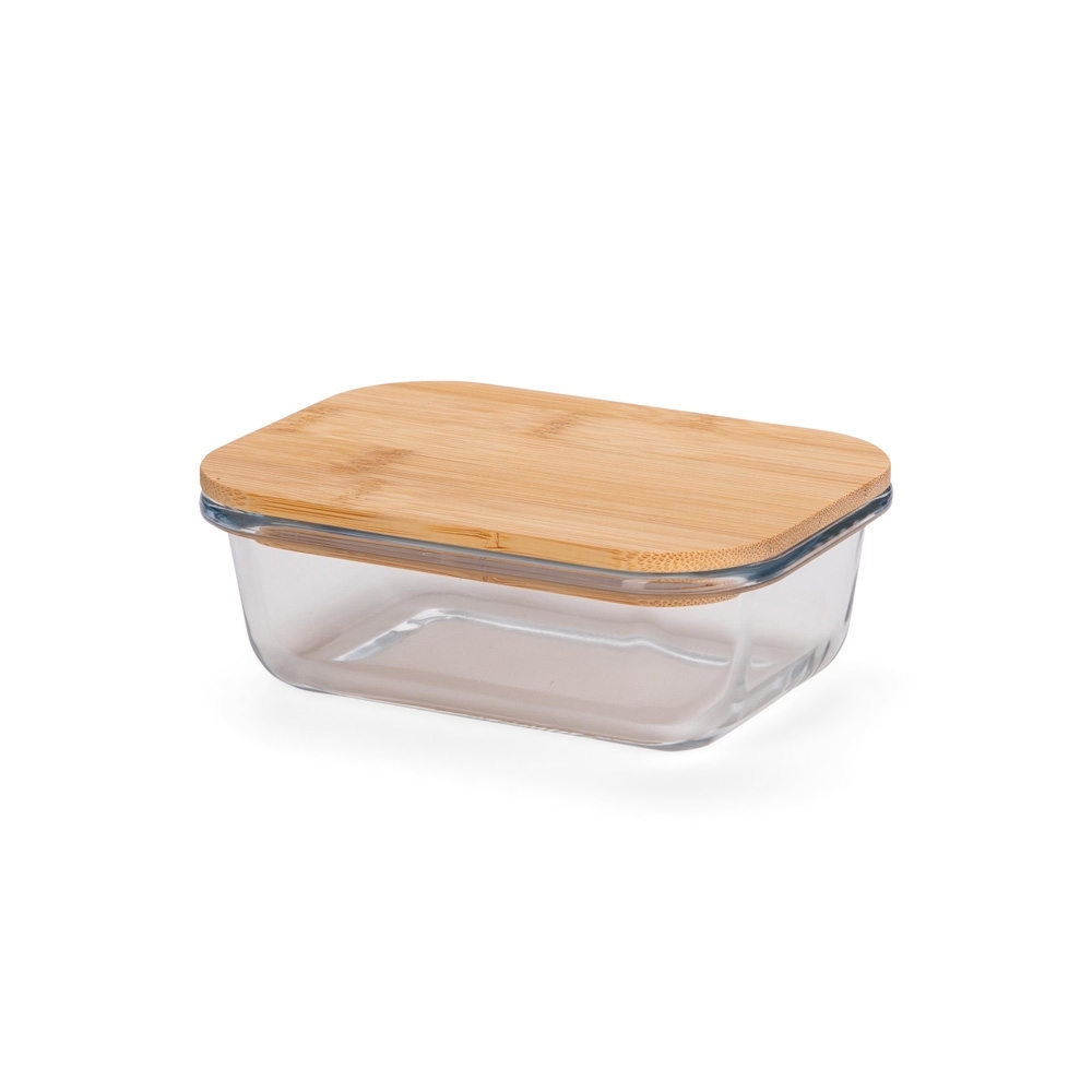 Marmita de vidro 300 ml na cor Transparente / Bambu, personalizada com a logo da empresa