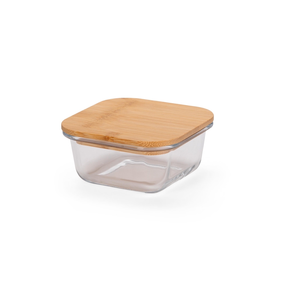Marmita de vidro 250 ml na cor Transparente / Bambu, personalizada com a logo da empresa