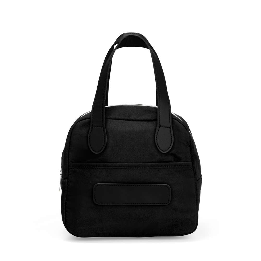 Bolsa térmica 6 litros com bolso frontal na cor Preto, personalizada com a logo da empresa