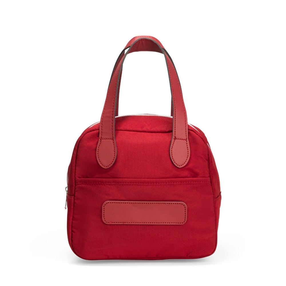 Bolsa térmica 6 litros com bolso frontal personalizada com a logo da empresa, na cor vermelho
