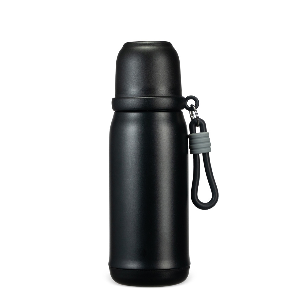 Garrafa térmica 500 ml na cor Preto, personalizada com a logo da empresa