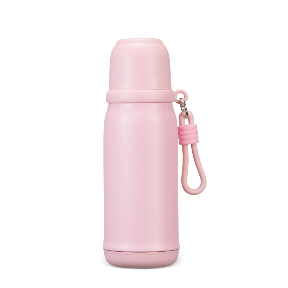 Garrafa térmica 500 ml personalizada com a logo da empresa, na cor rosa