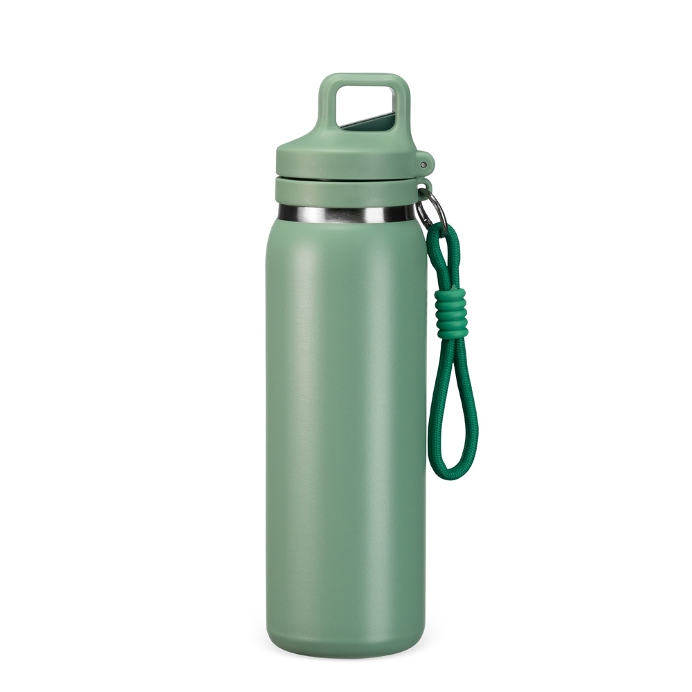 Garrafa térmica 600 ml personalizada com a logo da empresa, na cor verde