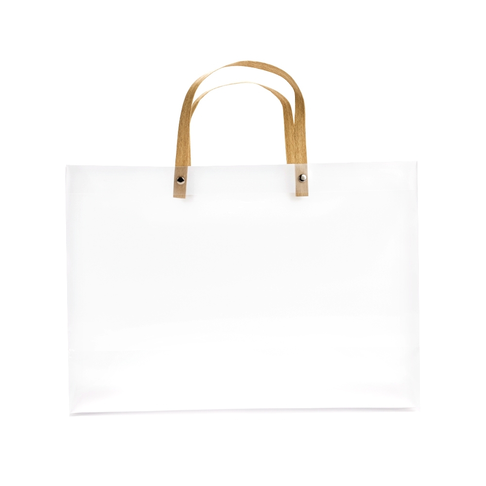 Sacola plástica na cor Transparente, personalizada com a logo da empresa